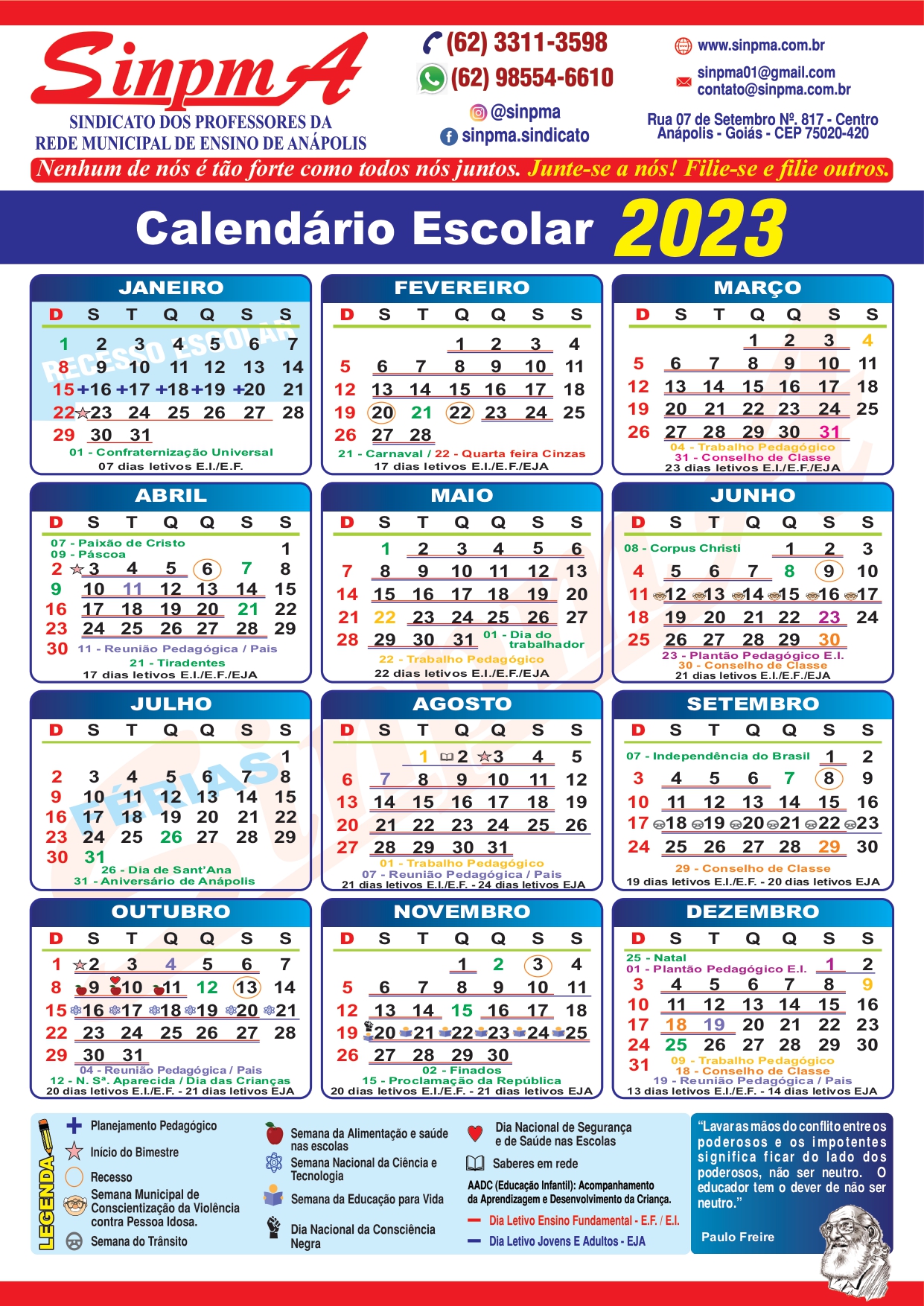 CALENDÁRIO ESCOLAR 2023